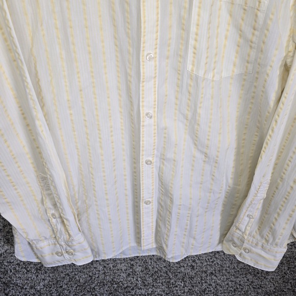 Johnston & Murphy Shirt Mens XL Yellow Striped Button Up Tailored Fit Cotton - Picture 5 of 7
